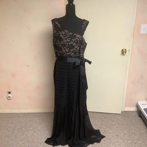 R&M Richards  Black with Lace Floor Length Dress
